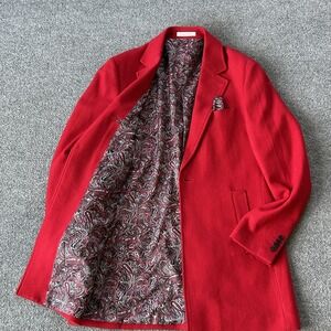 Giovanni Testi Sport Coat Mens XL Red Wool Blend Paisley Lined One Button